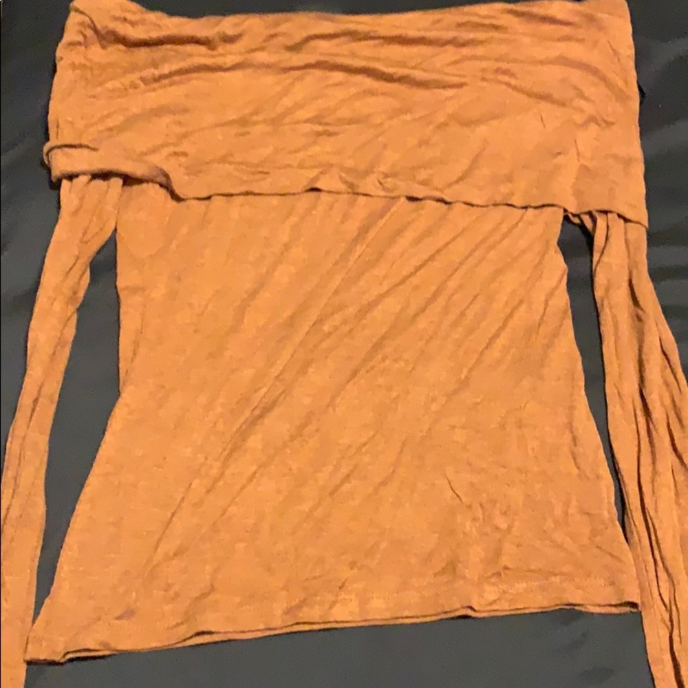 Off the shoulder copper top.